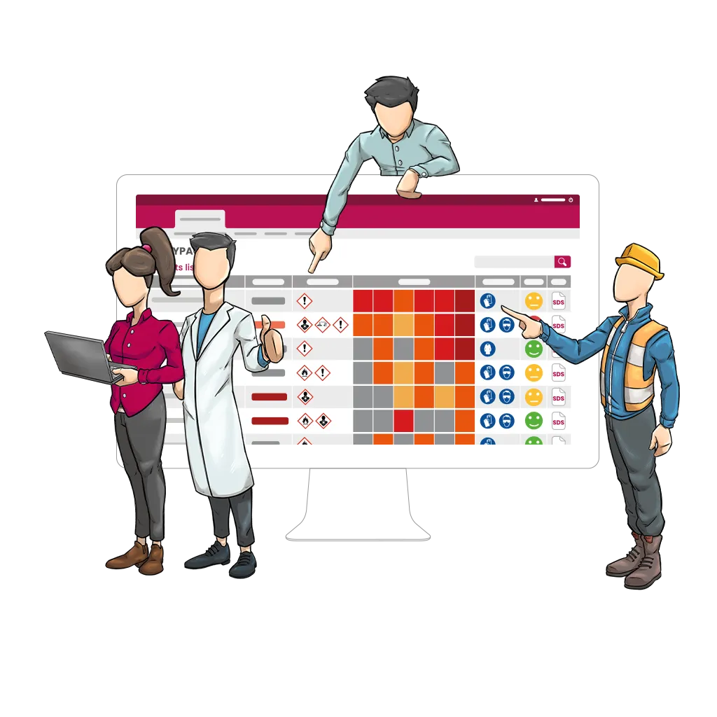 illustration of users in front of quarks safety display